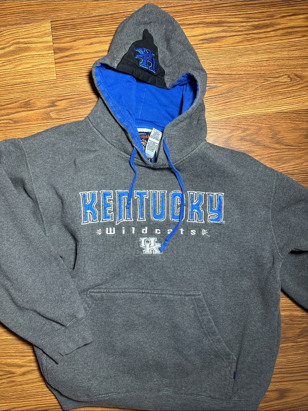 Kentucky Wildcats Hoodie Large Charcoal Gray Blue Embroidered UK